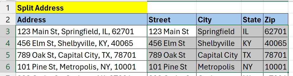 Excel Flash Fill Function