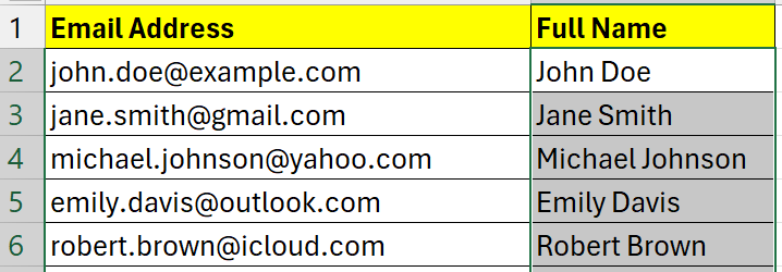 Excel Flash Fill Function