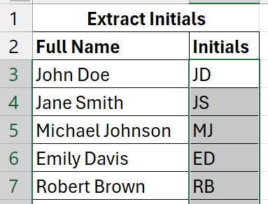 Excel Flash Fill Function